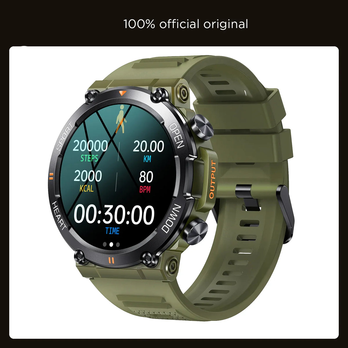 Montre intelligente militaire pour hommes avec Guadeloupe