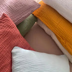 Housse de Coussin en Mousseline 100 % Coton Doux & Respirant – 5 Tailles & 12 Couleurs
