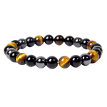 Bracelet Triple Protection - Œil de Tigre, Hématite et Obsidienne Noire