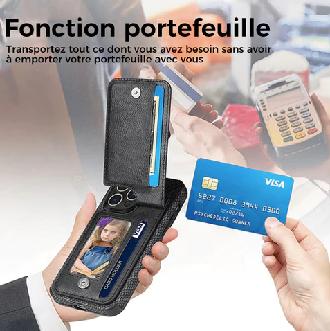 Coque pour iPhone avec porte-carte et porte-monnaie
