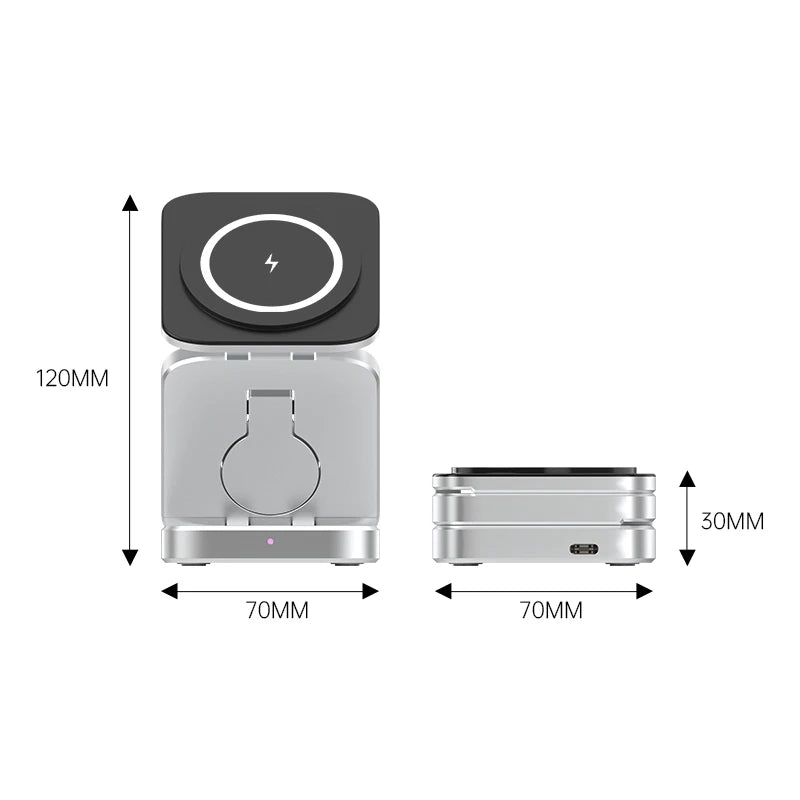 Chargeur pliable magnétique 3 en 1 + Prise USB OFFERTE