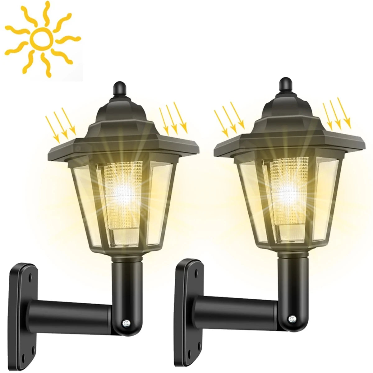 2x Appliques Murales Solaires LED Style Rétro