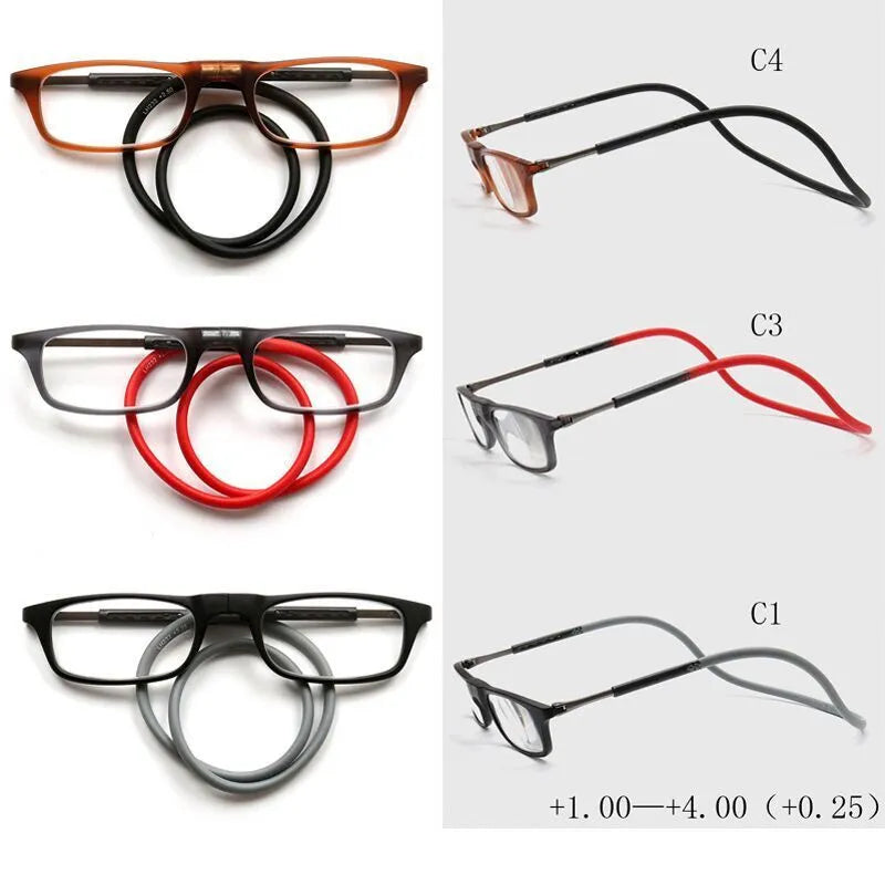 Lunettes presbytes pliables avec cordon en silicone