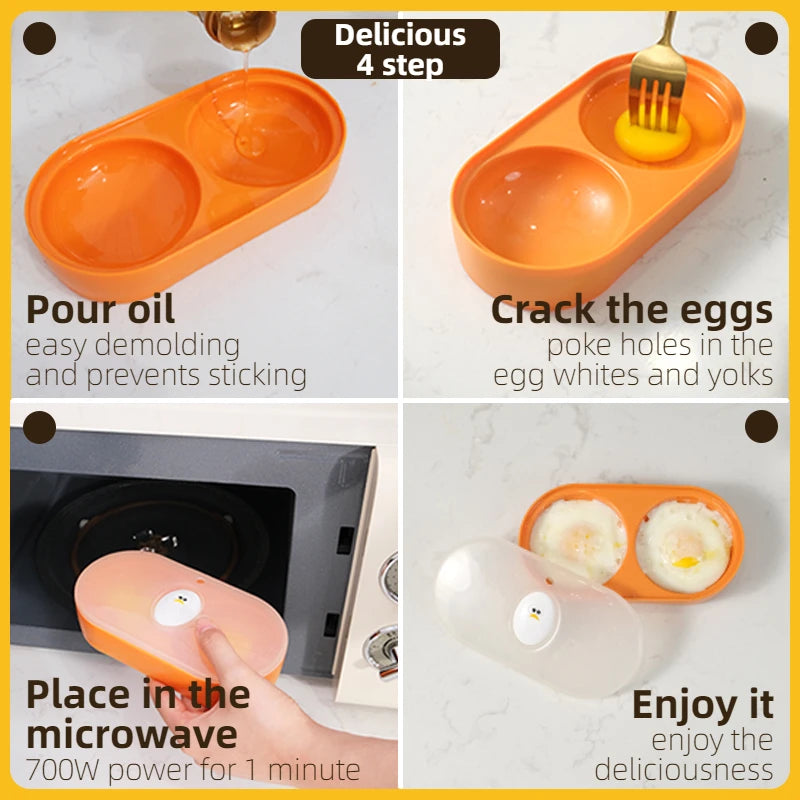 Eggy - Double Cuiseur à Oeuf au Plat au Micro-Ondes