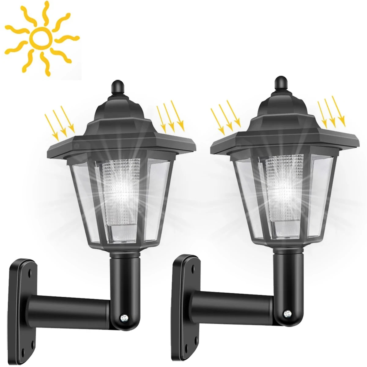 2x Appliques Murales Solaires LED Style Rétro