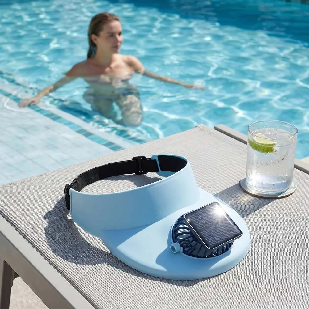 Chapeau Visière avec Ventilateur Solaire Intégré – Large Bord, Respirant et Rechargeable USB pour Sport et Plein Air