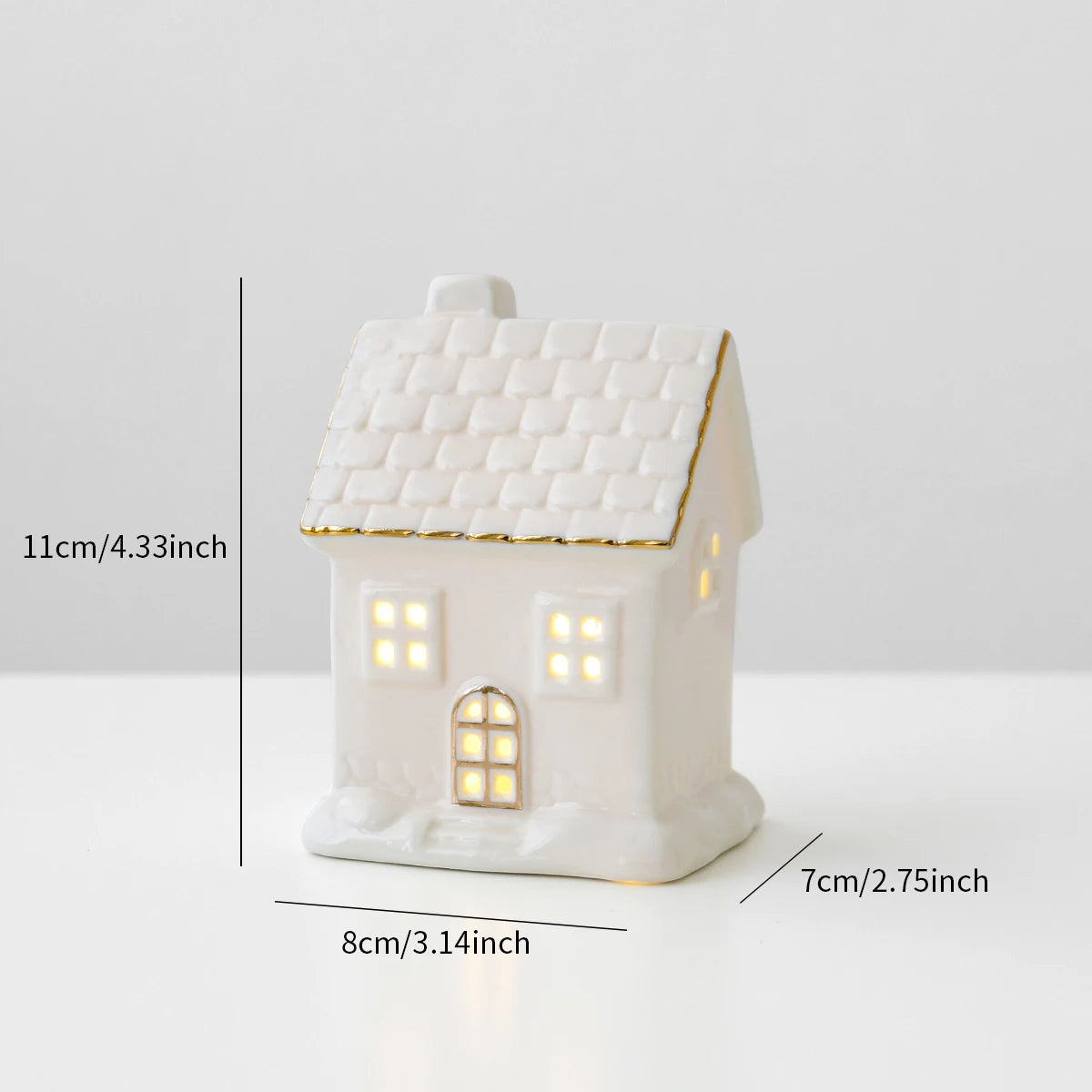 Maison de Noël en Céramique Blanche à LED