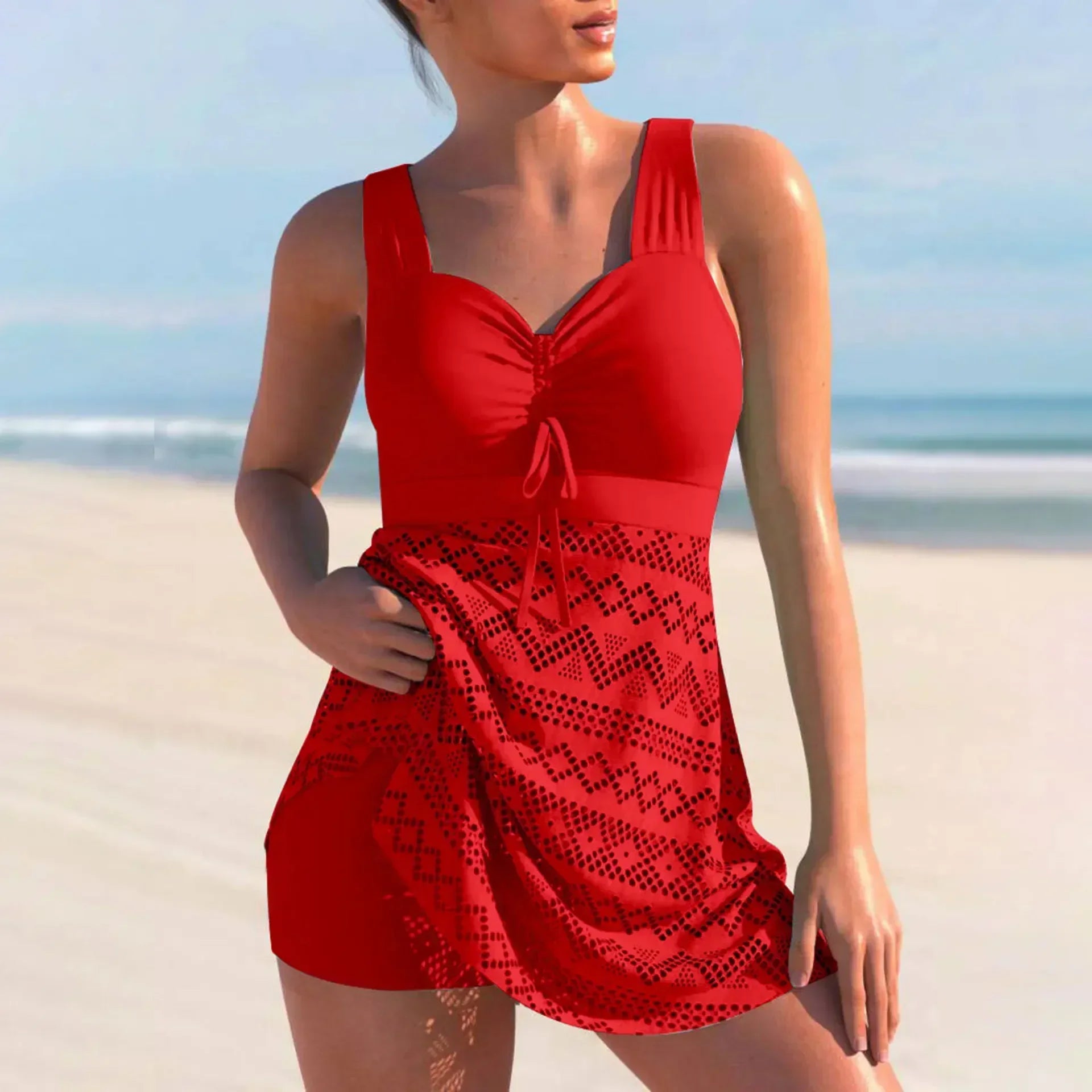 Maillot de bain 2 pièces taille haute grande taille — jupe couvrante, ventre gainé