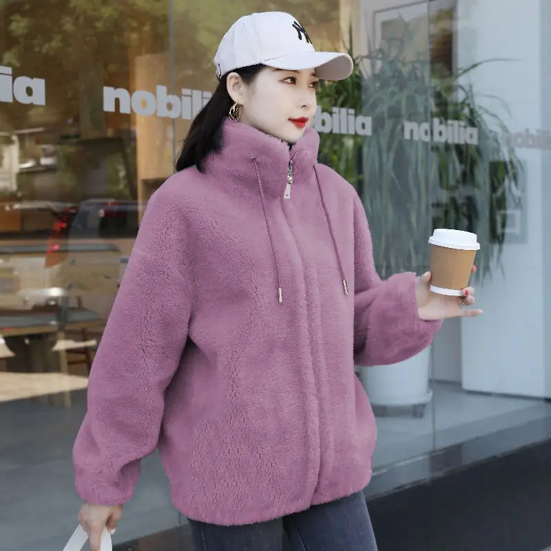 Veste Décontractée en Fausse Fourrure pour Femme