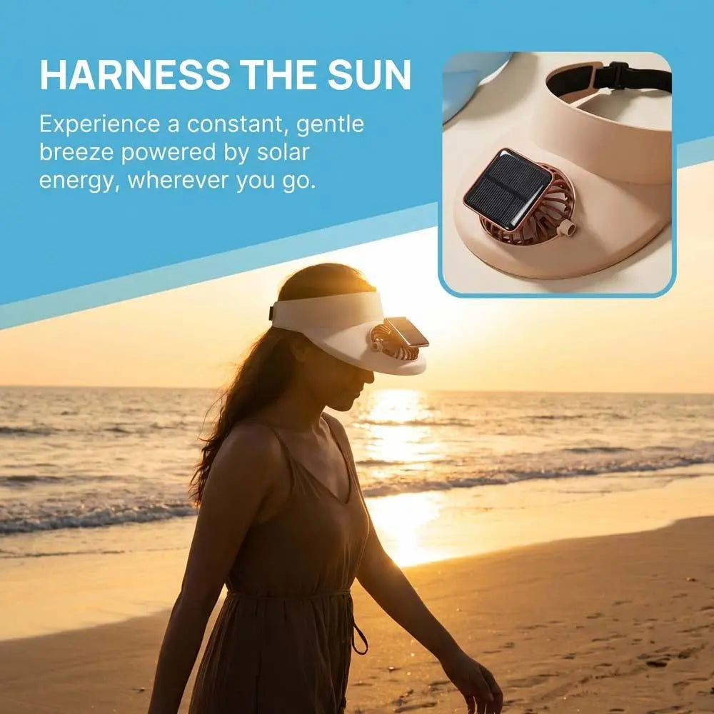 Chapeau Visière avec Ventilateur Solaire Intégré – Large Bord, Respirant et Rechargeable USB pour Sport et Plein Air