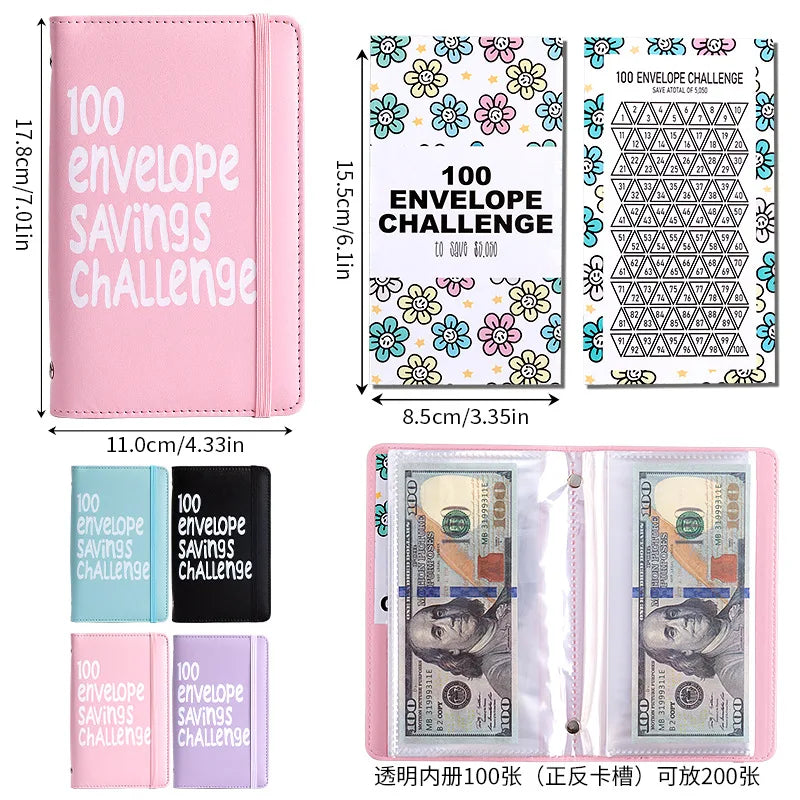 Carnet 100 Enveloppes Challenge Épargne avec Tracker de Suivi