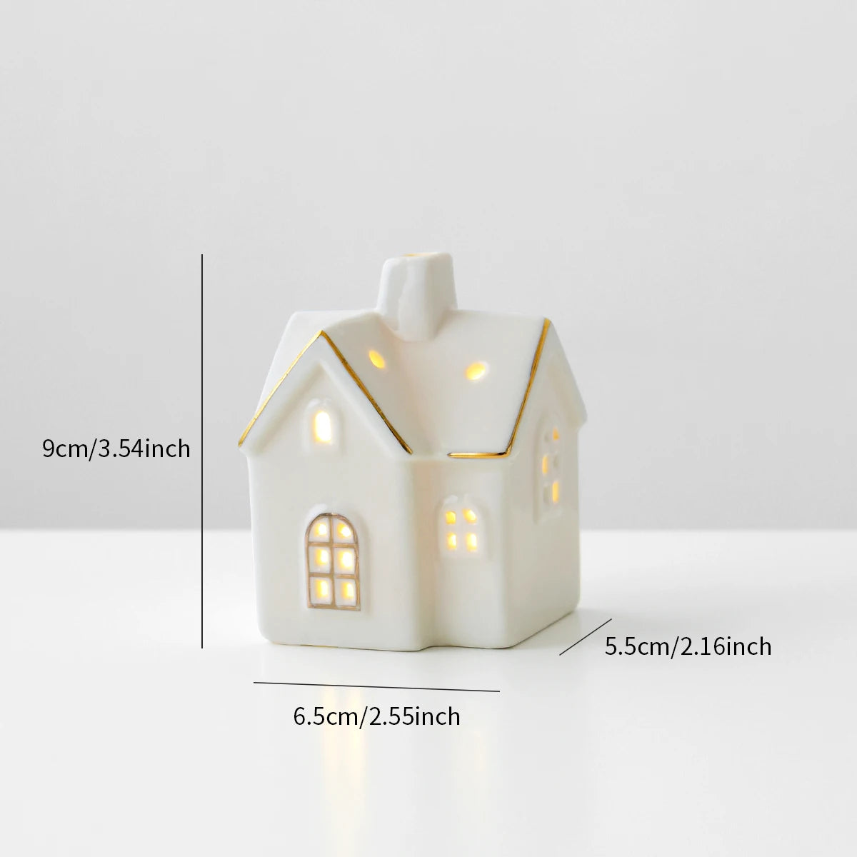 Maison de Noël en Céramique Blanche à LED