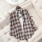 Chemise en Flanelle à Carreaux pour Femme - 15 Couleurs