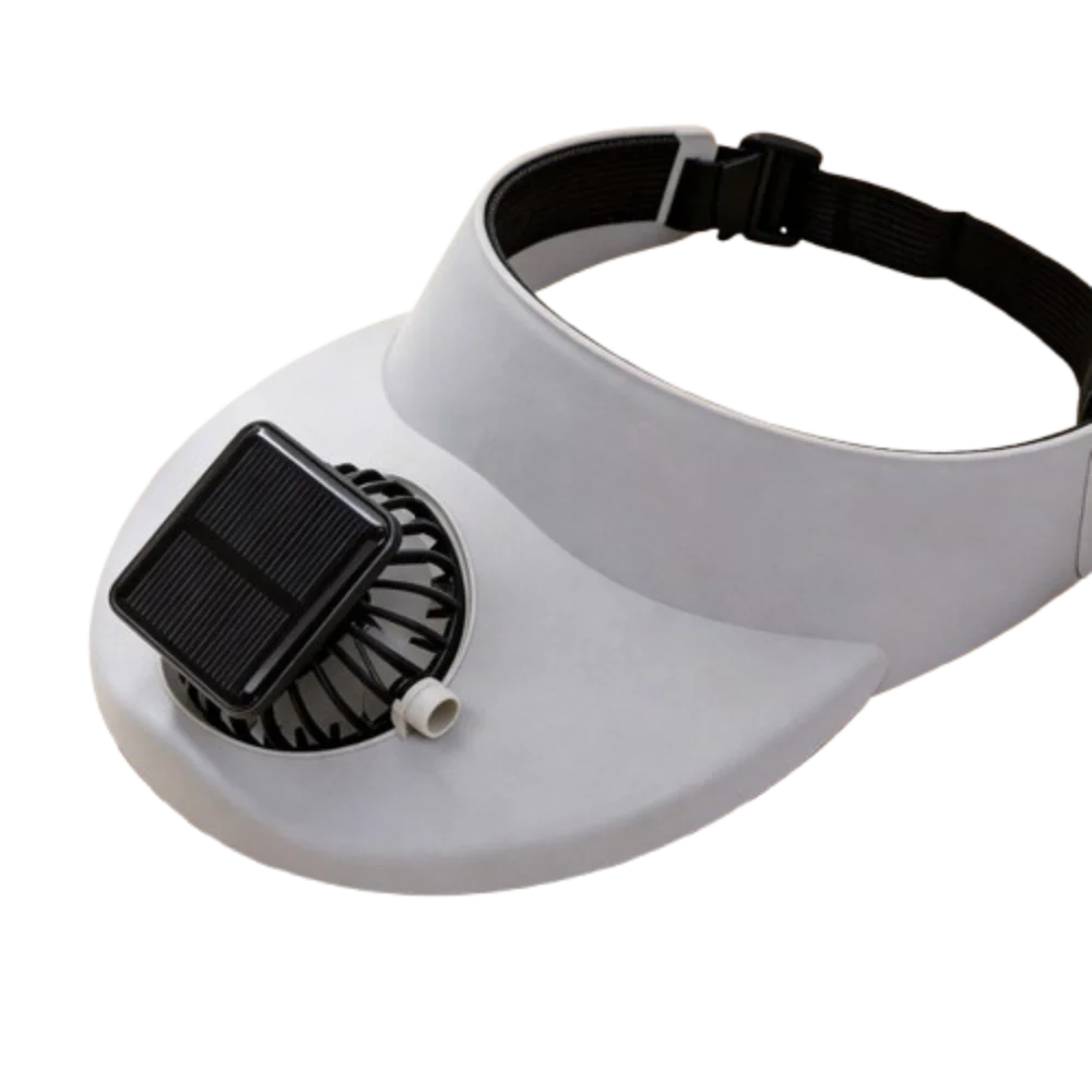 Chapeau Visière avec Ventilateur Solaire Intégré – Large Bord, Respirant et Rechargeable USB pour Sport et Plein Air