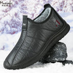 Chaussures d’Hiver Homme Fourrées en Similicuir – Imperméables, Chaudes & Antidérapantes – Grandes Tailles