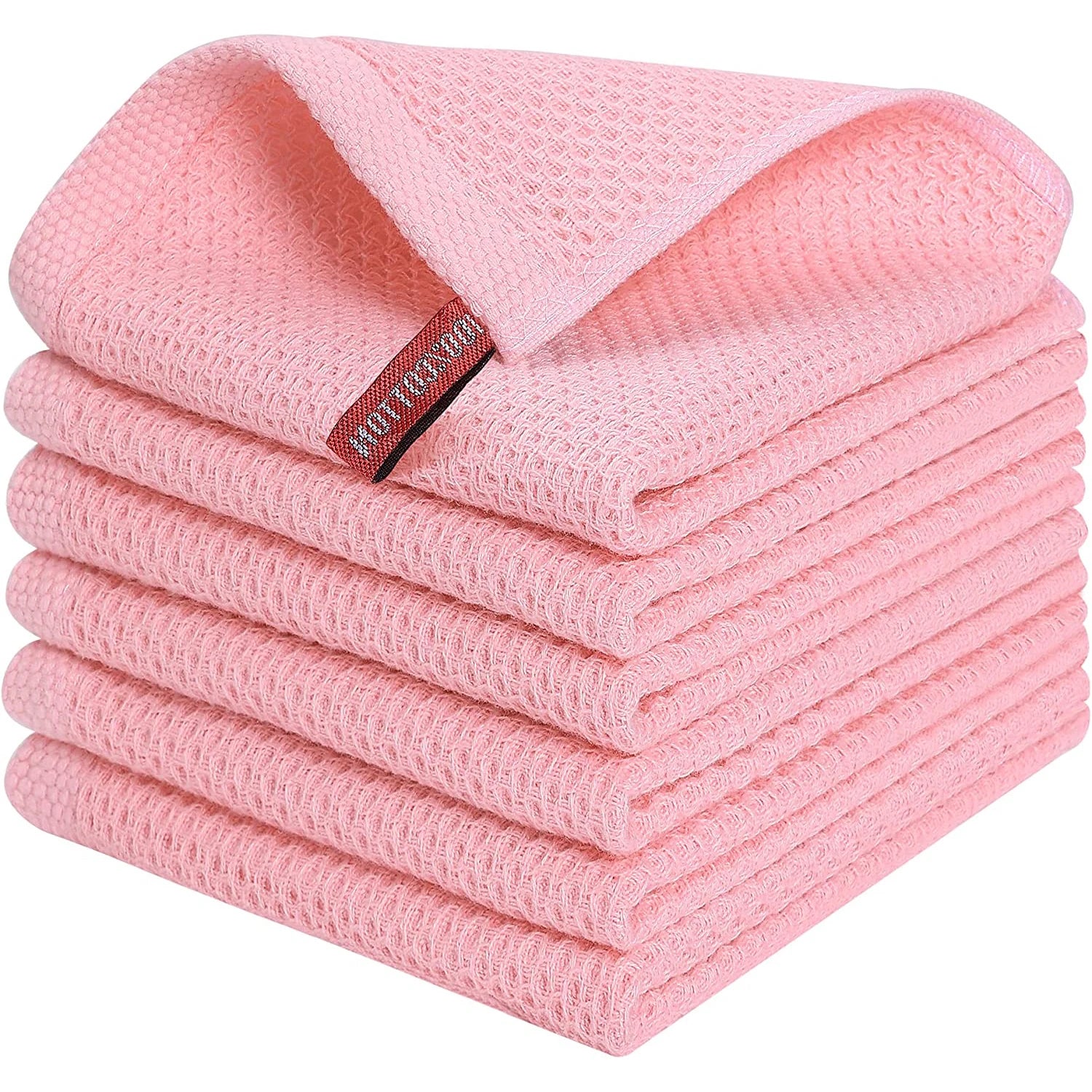 Ensemble de 6PCS de Serviettes Carrées de Cuisine en Nid d'Abeille Pur Coton