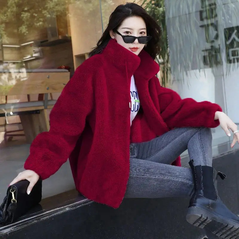 Veste Décontractée en Fausse Fourrure pour Femme