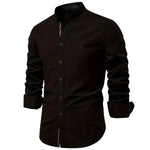 Chemise 100% Coton à Col Mao et Manches Longues - Homme