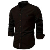Chemise 100% Coton à Col Mao et Manches Longues - Homme