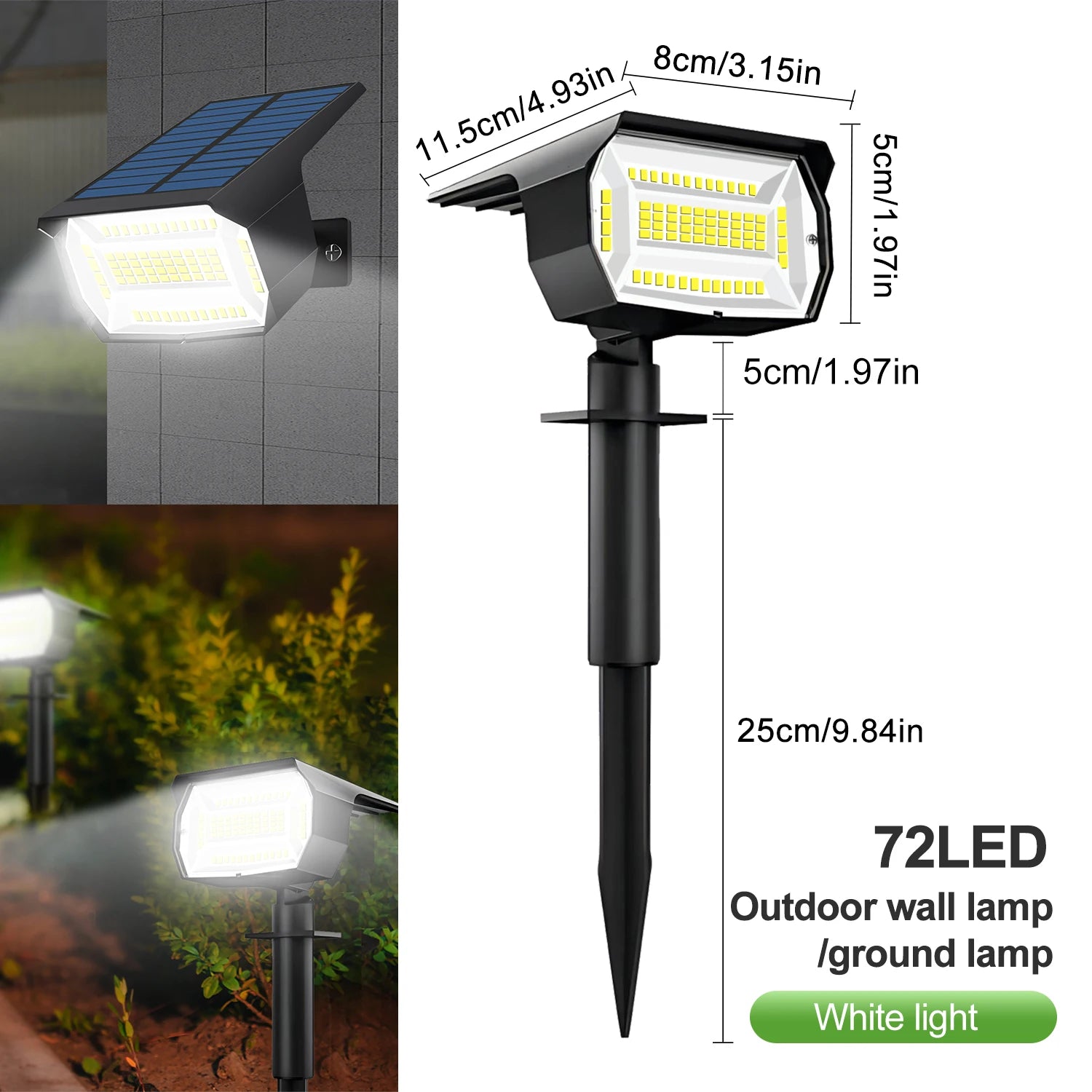 Projecteurs Solaires 72 LED IP65 – 3 Modes Extérieurs