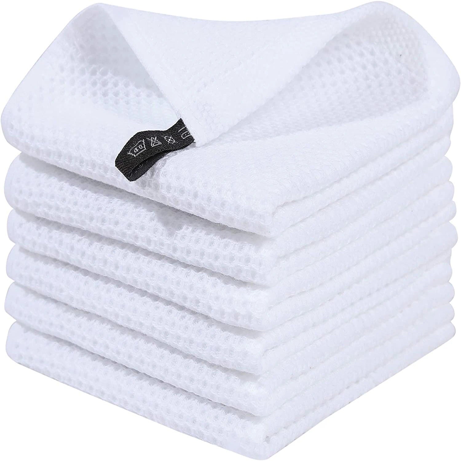 Ensemble de 6PCS de Serviettes Carrées de Cuisine en Nid d'Abeille Pur Coton