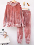 Ensemble Femme 2 Pièces en Velours – Sweat à Capuche et Pantalon Confortable