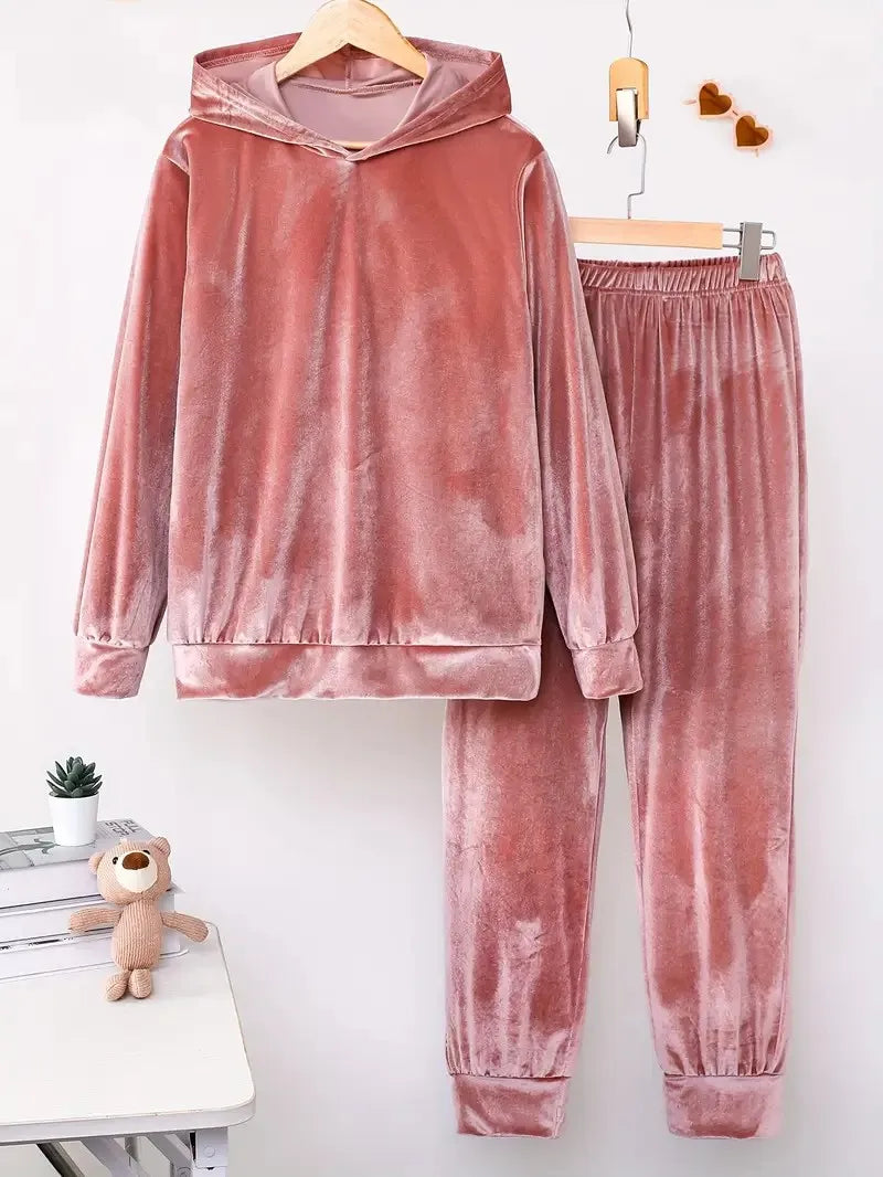 Ensemble Femme 2 Pièces en Velours – Sweat à Capuche et Pantalon Confortable