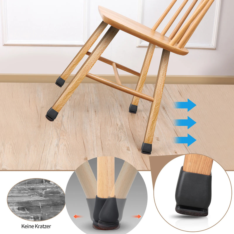 Protège-pieds pour Chaises et Meubles en Silicone et Feutre - 8 pièces