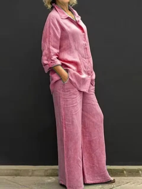 Ensemble Lin Femme Élégant Décontracté 2 Pièces