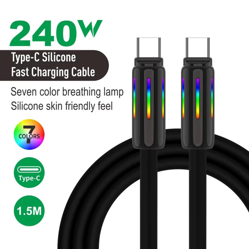 Câble RGB Silicone 240W à Charge Ultra-Rapide