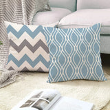 Taie de Coussin Bleu de Canapé à Différents Motifs