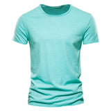 T-Shirt 100% Coton Décontracté à Col Rond et Manches Courtes