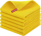 Ensemble de 6PCS de Serviettes Carrées de Cuisine en Nid d'Abeille Pur Coton