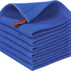Ensemble de 6PCS de Serviettes Carrées de Cuisine en Nid d'Abeille Pur Coton