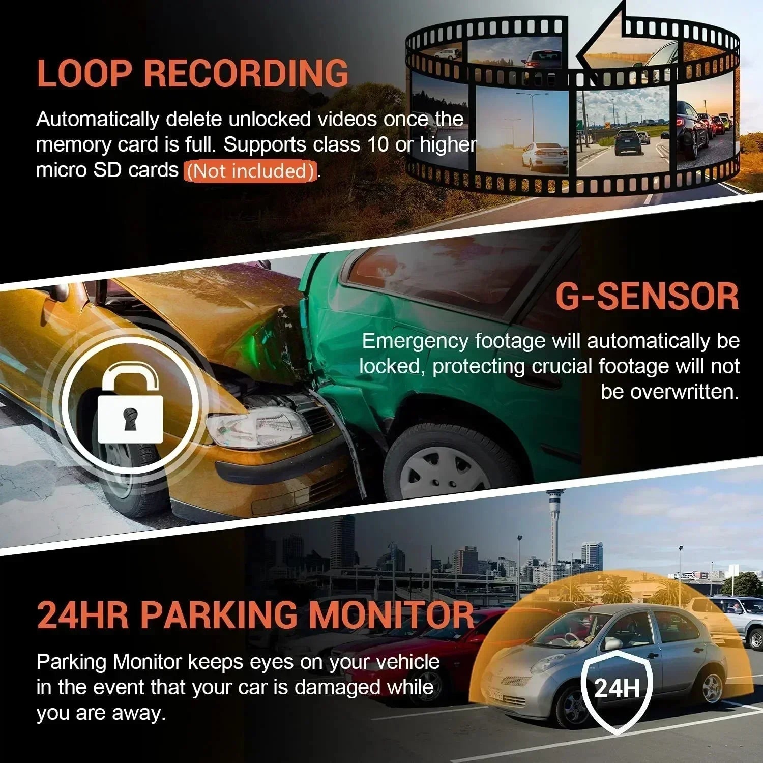Caméra de Voiture Avant & Intérieur – Full HD + Carte SD 64GB