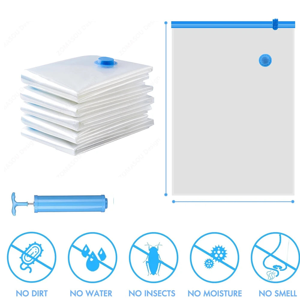 3x Sacs de Rangement sous vide 80% GAIN DE PLACE - Pompe OFFERTE