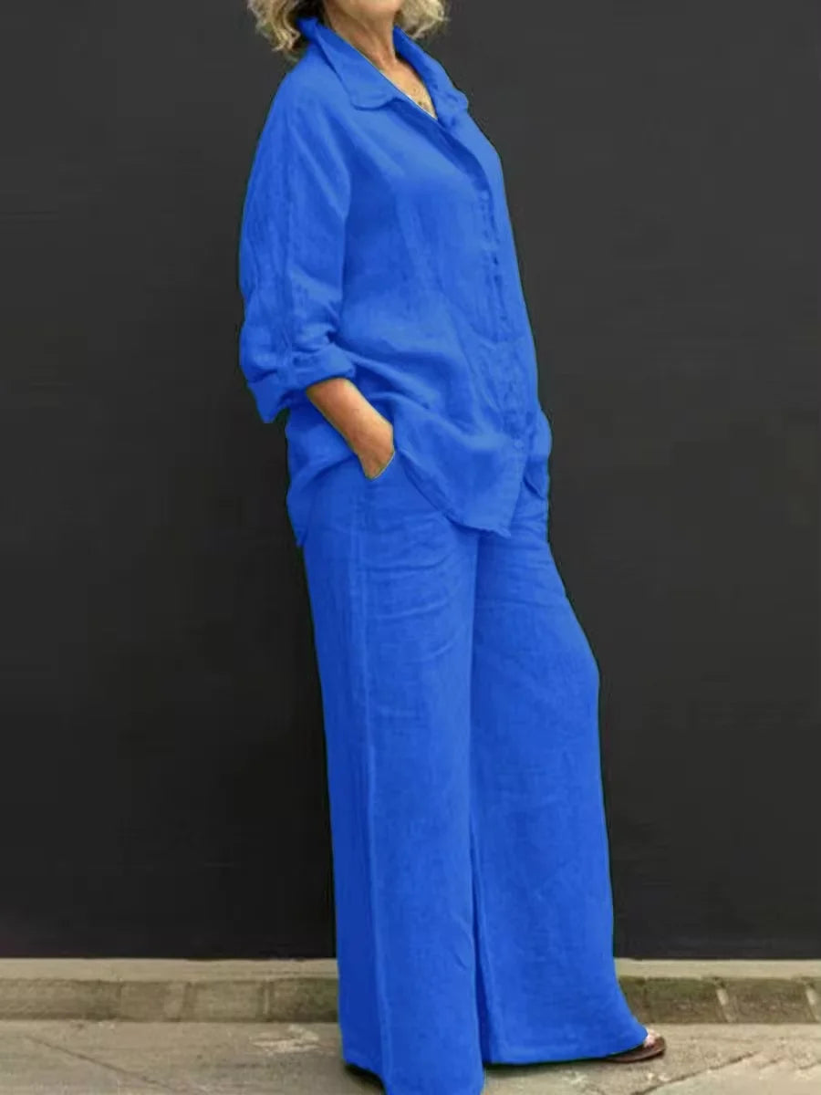 Ensemble Lin Femme Élégant Décontracté 2 Pièces