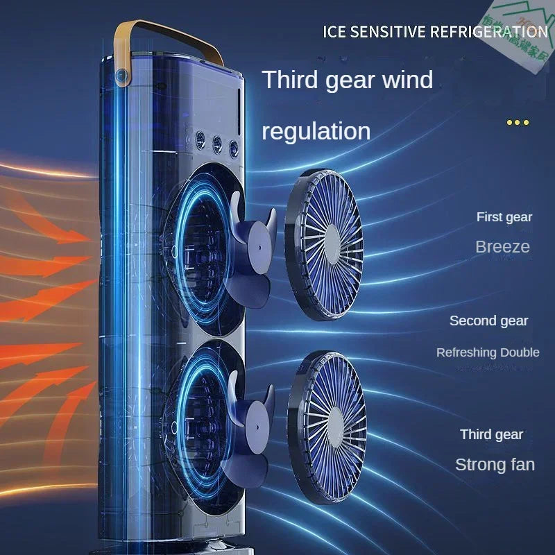 Rafraichisseur d'air rotatif avec éclairage LED et télécommande