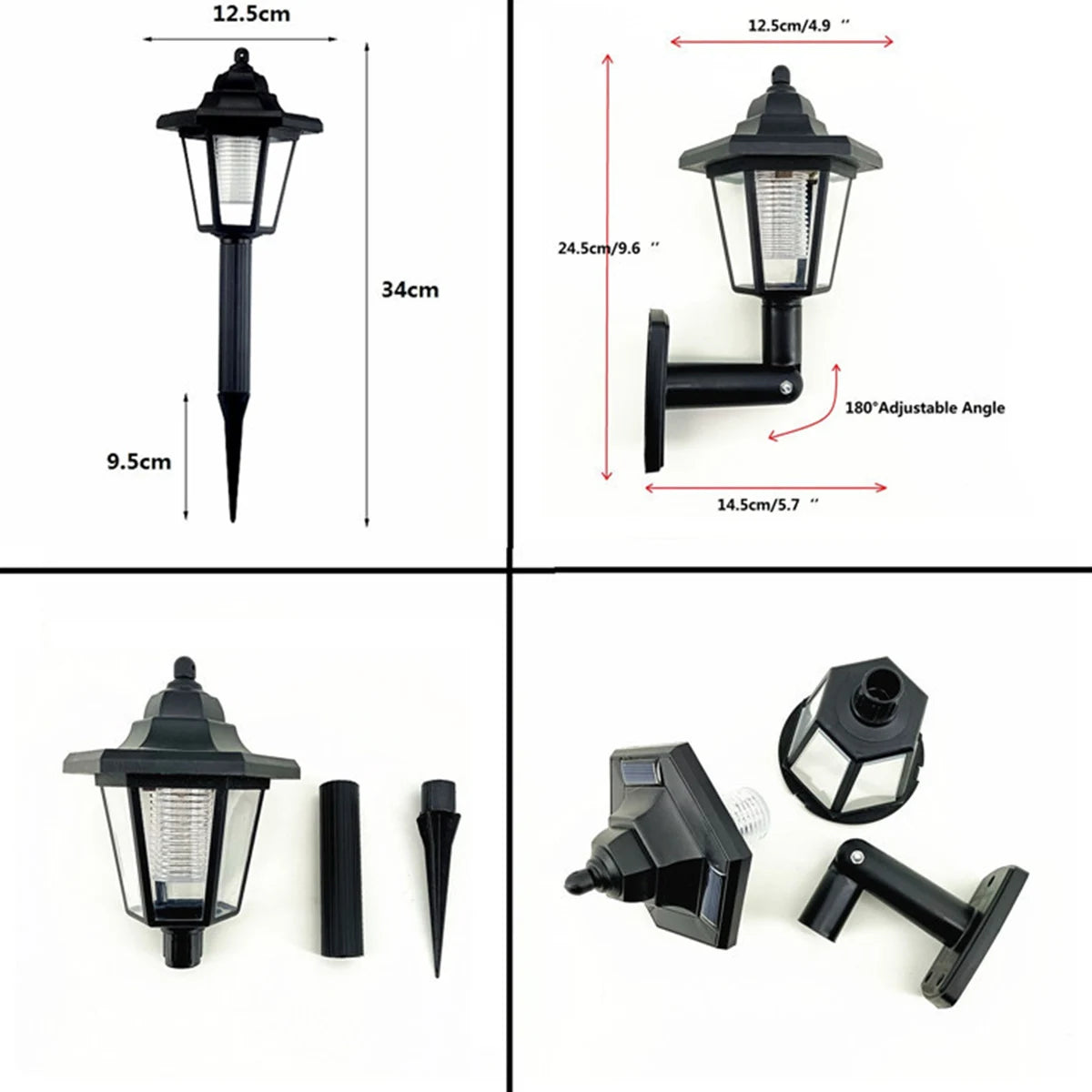 2x Appliques Murales Solaires LED Style Rétro