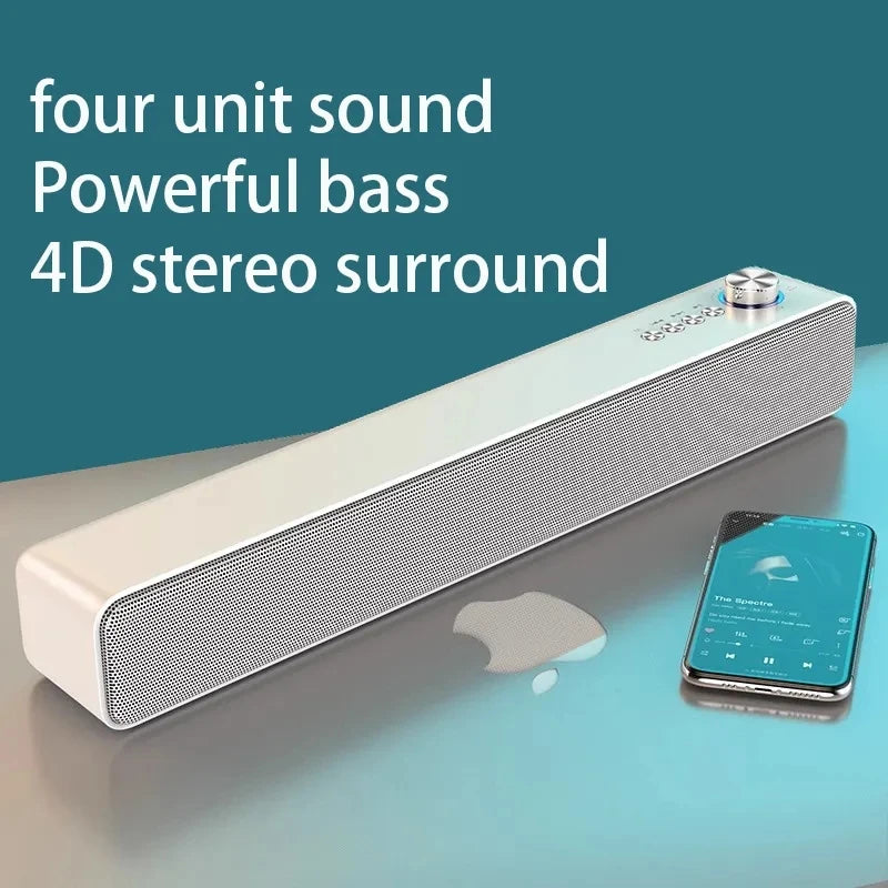 Barre de Son Stéréo 4D - 4 Modes : Bluetooth, USB TF & AUX