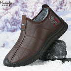Chaussures d’Hiver Homme Fourrées en Similicuir – Imperméables, Chaudes & Antidérapantes – Grandes Tailles