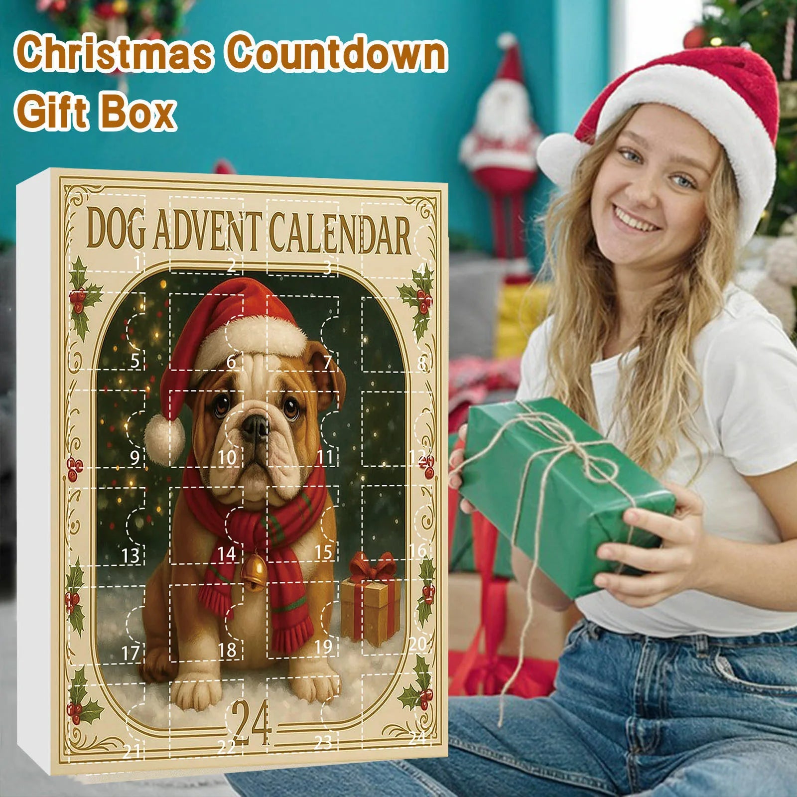 Calendrier de l'Avent 24 Ornements Chiens de Noël