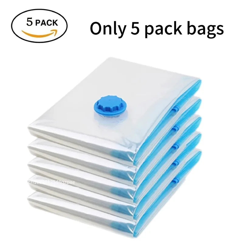 Sacs de Rangement Sous Vide – Lot de 5 + Pompe OFFERTE