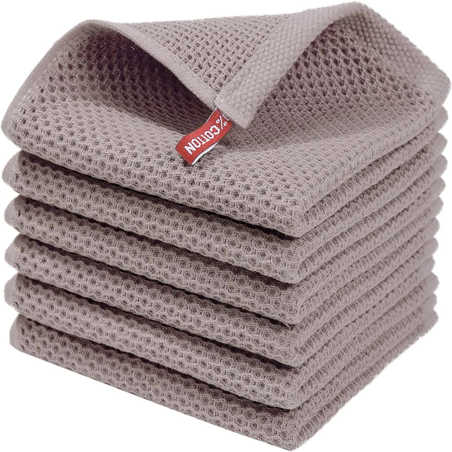 Ensemble de 6PCS de Serviettes Carrées de Cuisine en Nid d'Abeille Pur Coton