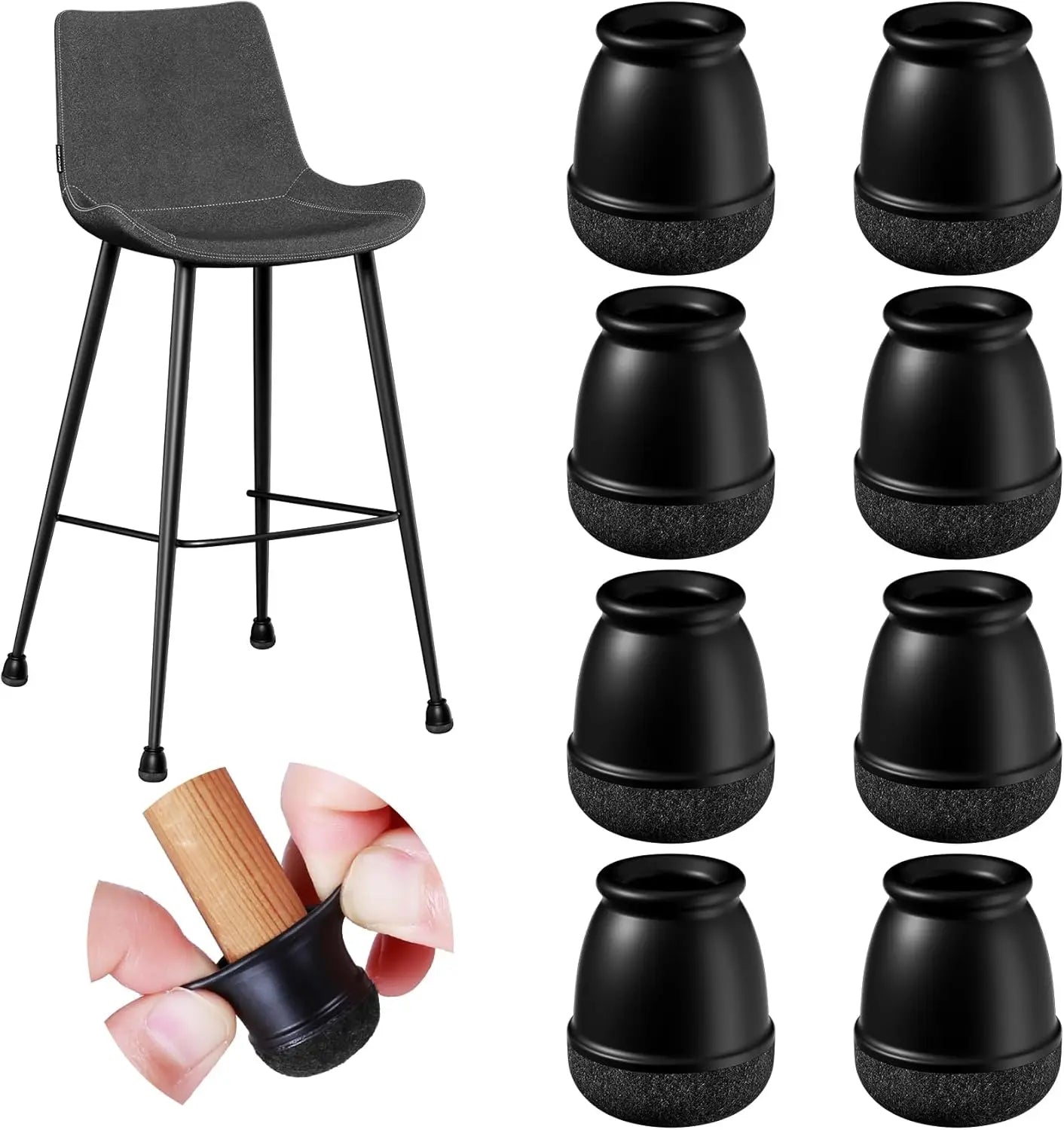 8x Protège-Pieds de Chaise en Silicone Anti-Rayures & Anti-Bruit