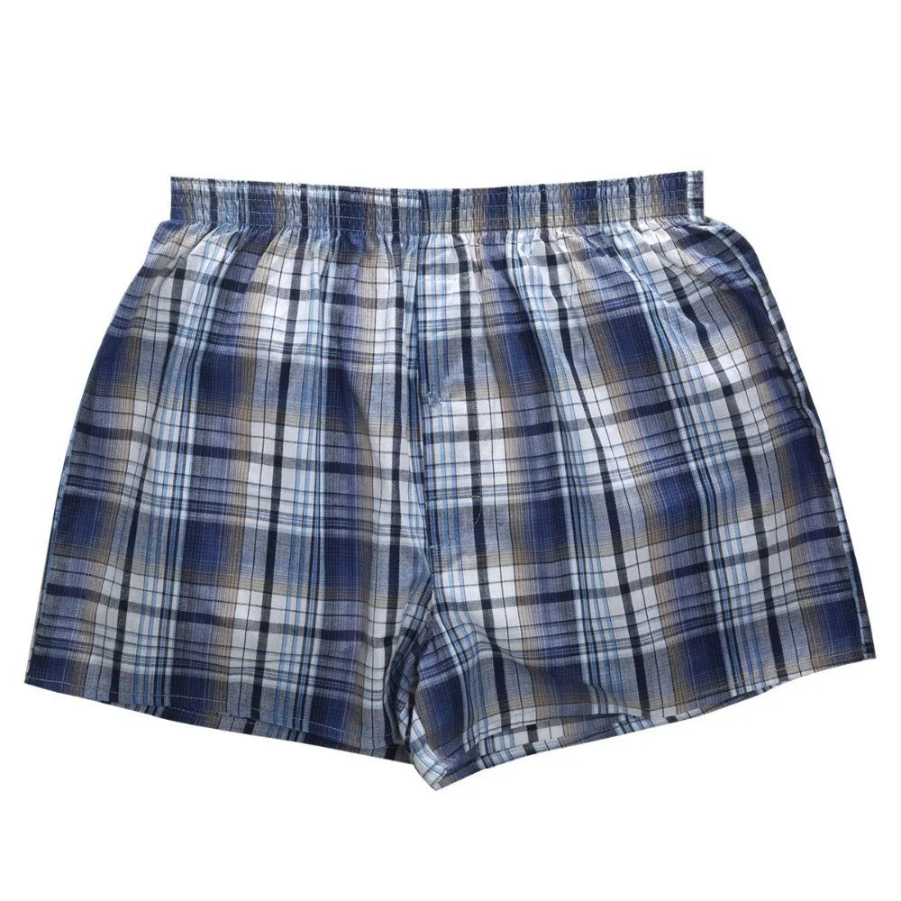 Lot de 4 Boxers Homme en Coton – Sous-Vêtements Amples, Respirants et Confortables à Carreaux