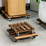 Plateau Mobile en Bois Massif pour Pots de Fleurs