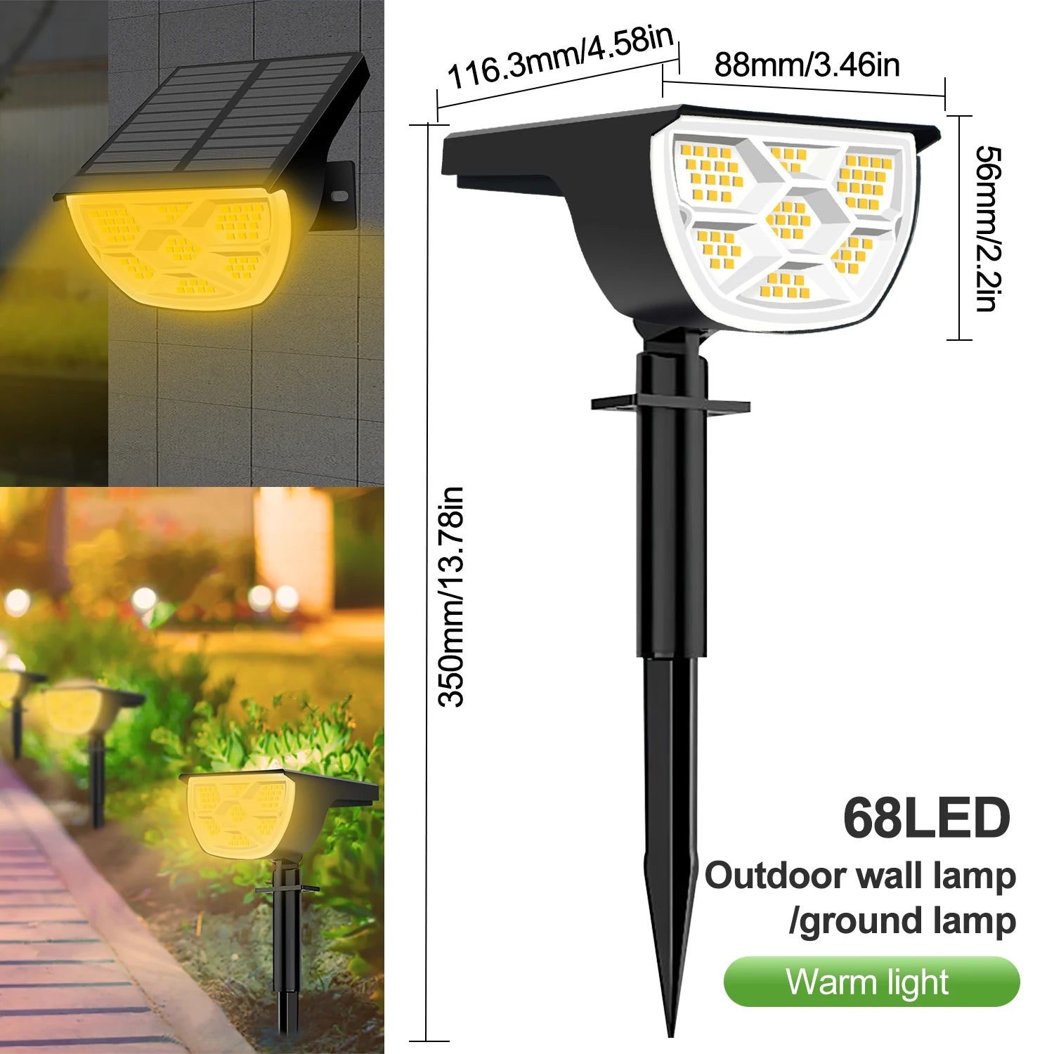 Projecteurs Solaires 72 LED IP65 – 3 Modes Extérieurs