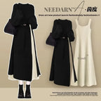 Robe Pull 2 en 1 en Tricot Casual & Chaud - Ensemble 2PCS
