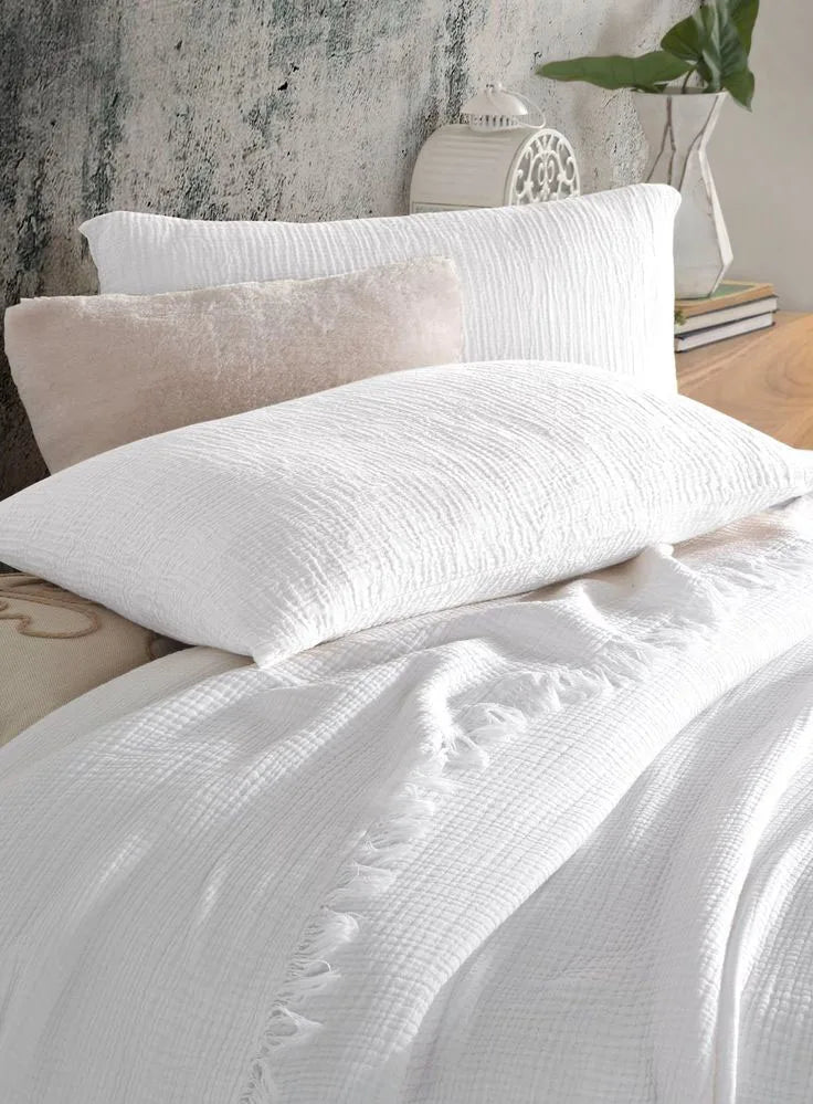 Housse de Coussin en Mousseline 100 % Coton Doux & Respirant – 5 Tailles & 12 Couleurs